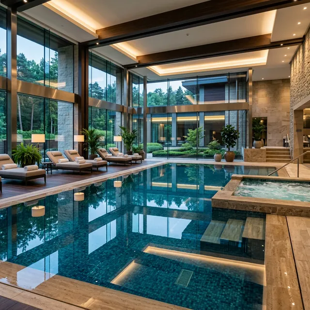 Facade d'un hotel de luxe dont les reseaux d'eau chaude et piscines sont proteges par le traitement LIMPEO